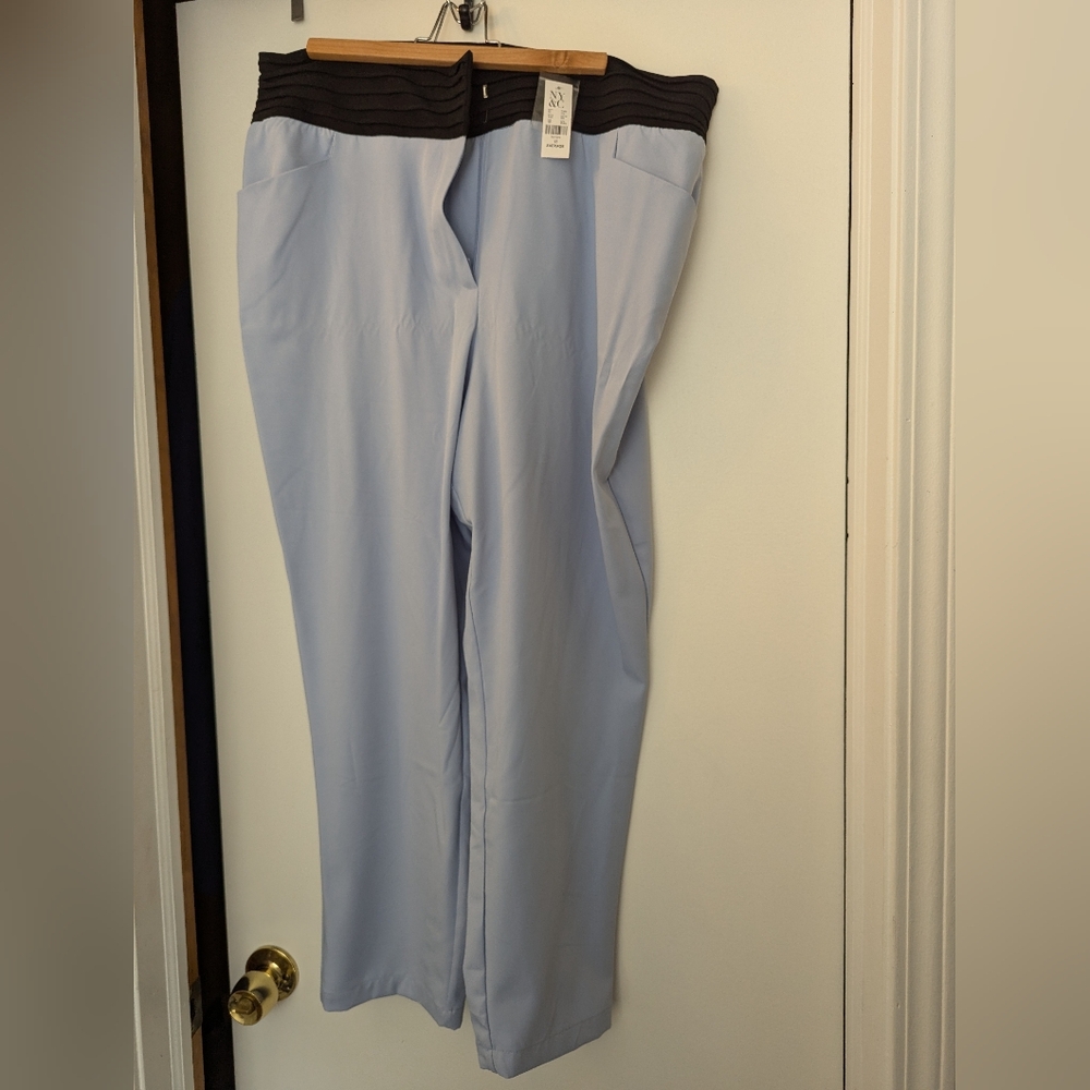 New York & Company Sky Blue Trousers with Black Trim